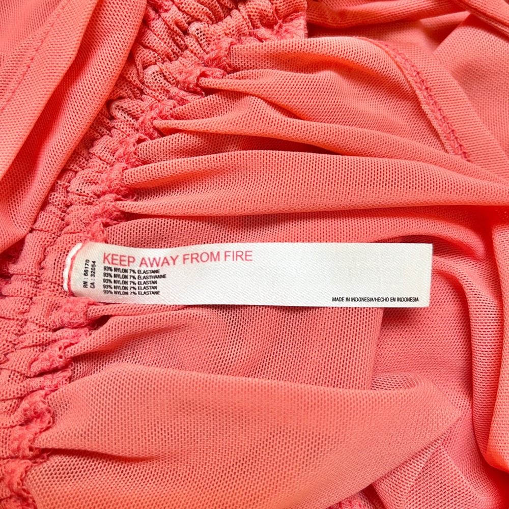 Anthropologie Dress Women's Small New NWT Coral Pink Mesh Fitted Festival Mini - Picture 4 of 12